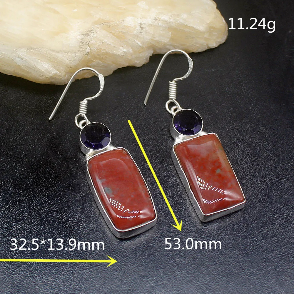 Gemstonefactory Big Promotion 925 Silver Sea Sediment Purple Amethyst Women Ladies Gifts Dangle Drop Earrings 20212421
