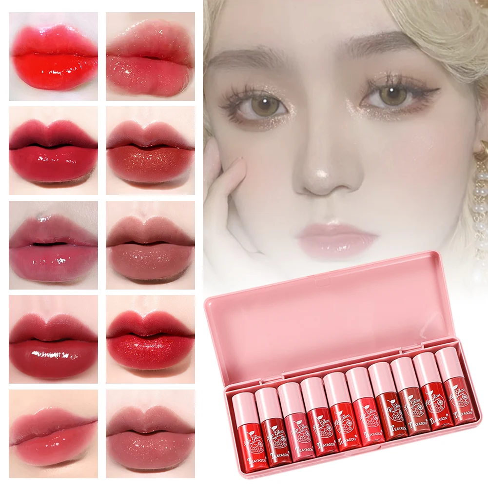 Набор блесков для губ 10 шт. мягкие и увлажняющие блестящие нелипкие помады