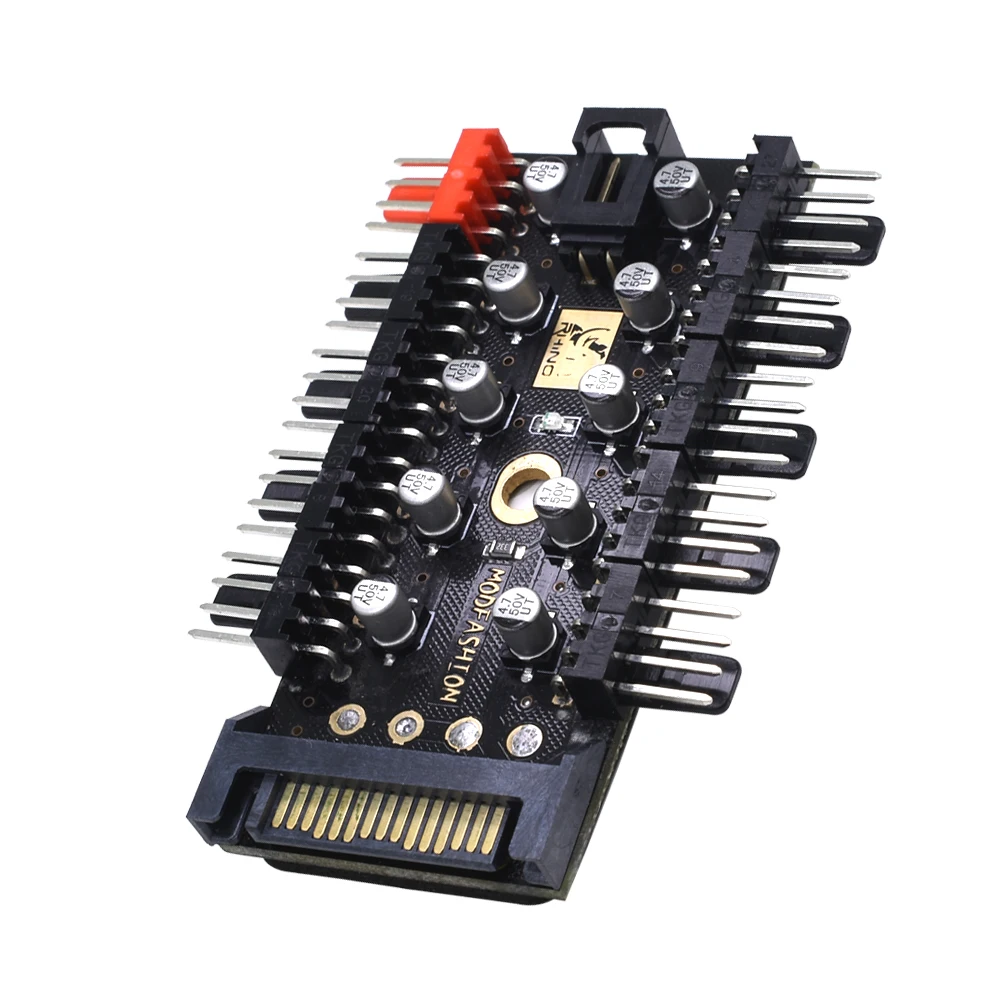 TISHRIC Новейший усовершенствованный вентилятор-хаб с 10 конденсаторами, 4-контактным Pwm Sata и контроллером на 4-контактный интерфейс Led PC.