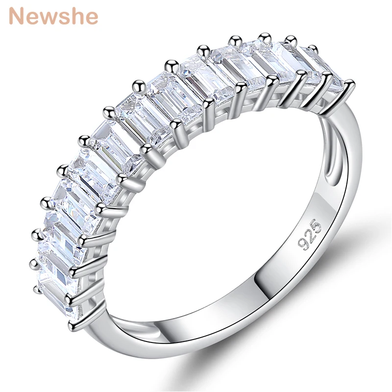 

Newshe Solid 925 Sterling Silver Promise Rings AAAAA Cubic Zircons Eternity Engagement Ring Wedding Jewelry For Women BR0891