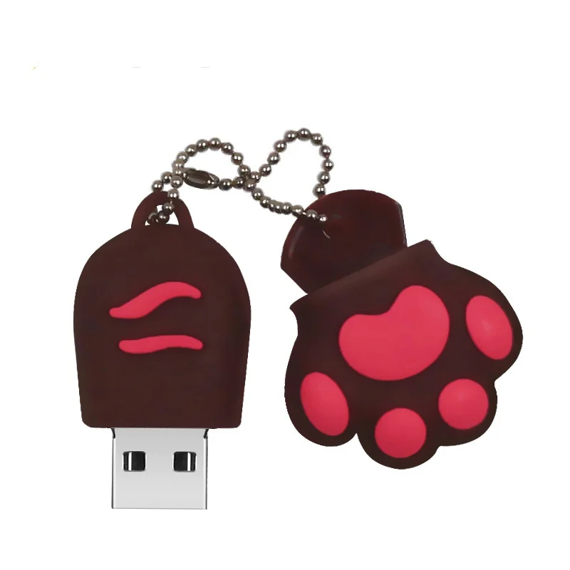 brown С рисунком кота из мультфильма «Щенячий патруль» USB флэш-накопитель 4 ГБ 8 ГБ оперативной памяти, 16 Гб встроенной памяти, флэш-накопитель 32 Гб USB флеш-накопитель флэш-накопитель 64Гб 128 Гб flash USB флэш-накопитель с кольцом для ключей - Цвет: brown