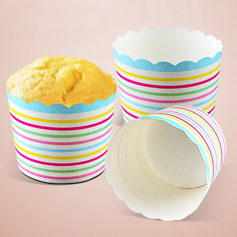 50 шт красочные кольца Rianbow дизайн бумажные чашки для кексов выпечки жиростойкие