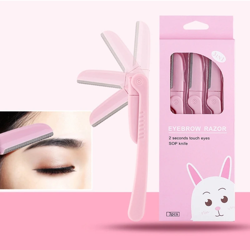 3 шт./компл. розовая Бритва для бровей складная нержавеющая сталь удаления волос