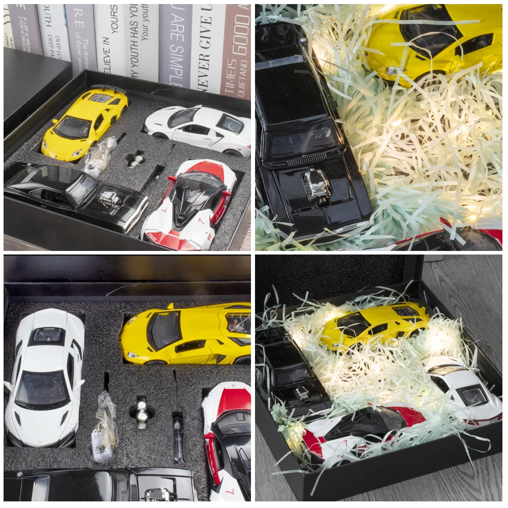 

1:32 Simulation Fast and Furious Dodge LP750 Racing Four Vehicle Alloy Model Sound Light Kids Toys for Boy Birthday Gift Box Set