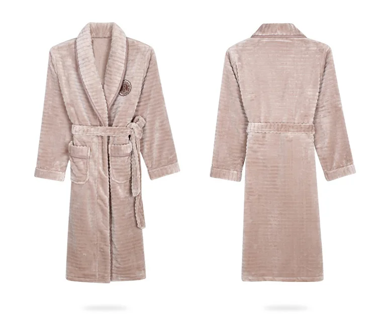 Комфортный банный халат из 100% флиса кораллового цвета толстый фланелевый зимние