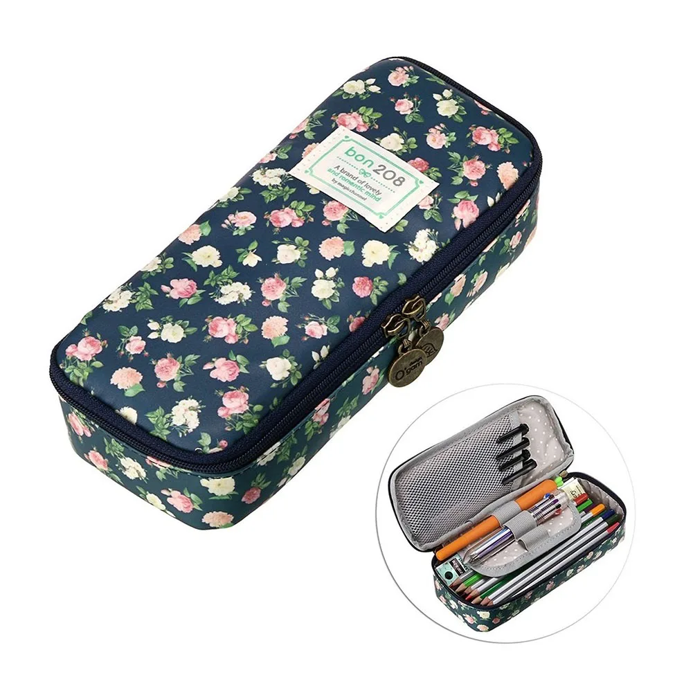 

Cute Pencil Case Large Capacity Floral Pencil Stationery Organizer Multifunction Cosmetics Bag UY8