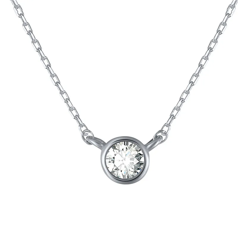 Ожерелье ROXI женское из серебра 925 пробы с маленьким круглым кристаллом и кулоном