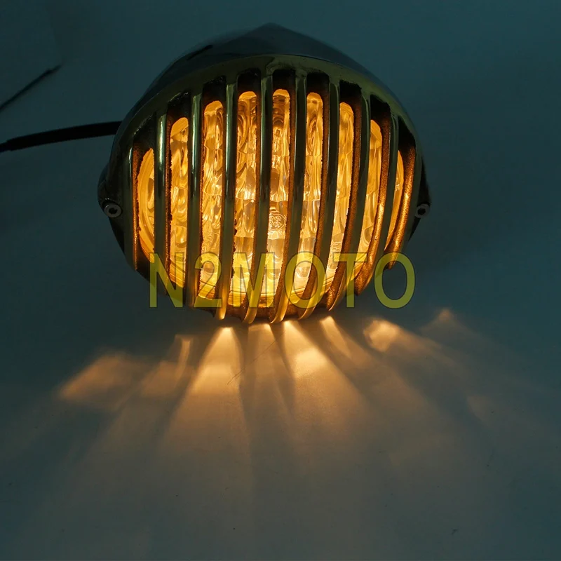 Ретро Мотоцикл 5 &quotзубчатая решетка фара с ободком латунного цвета для Harley Dyna Road