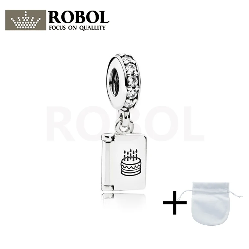 

791723CZ 2021 популярный 100% Очаровательный Модный кулон из серебра 925 пробы с резным тортом на мини-книге ювелирные изделия для женщин