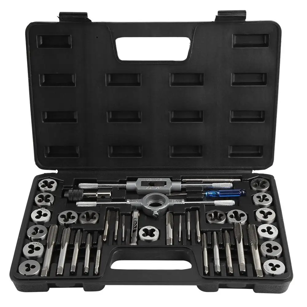 40Pcs M3-M12 Screw Nut Tap and Die Set With Adjustable Wrench Thread Gauge Heavy Duty Hand Tapping Tools Kit | Инструменты