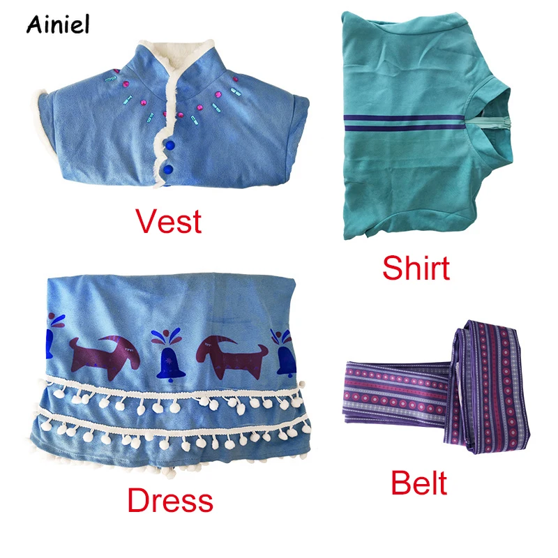 Костюм для косплея Анны платье принцессы жилет рубашка косплей парик ожерелье