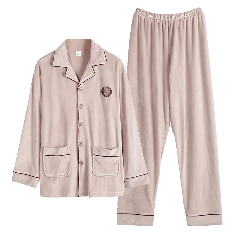 

2020 Island Fleece Pajamas Men's Winter Coral Fleece Thin Section Youth Plus Size Thickening Long-sleeved Home Service Warm Suit