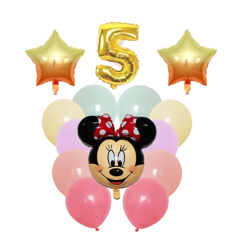 

1 set Mickey Minnie Balloons 14pcs/lot Birthday Party Decorations 32 inch Number Balloon Decor Baby Shower Kids Toys Air Globos