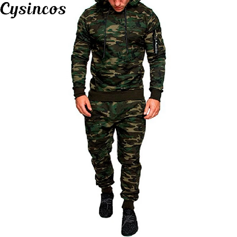 Мужской Камуфляжный костюм CYSINCOS повседневный спортивный с принтом толстовка