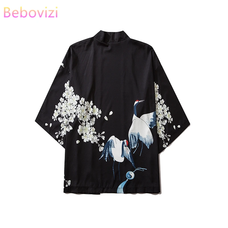 Кимоно мужское и женское с принтом Феникса Модная японская рубашка-кардиган в