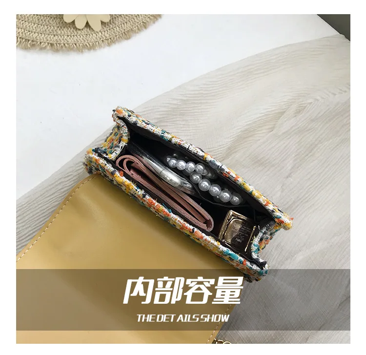 

Joker foreign women 2019 new fashion woolen cloth slung saddle bag Korean version of shoulder chain bag