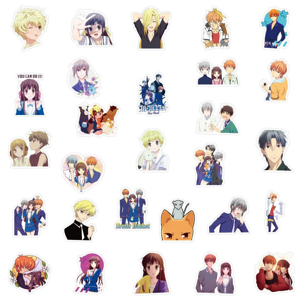 10/50pcs Anime Fruits Basket Stickers for Stationery Laptop Guitar Luggage Phone Waterproof Graffiti Sticker Decal Kid Toy