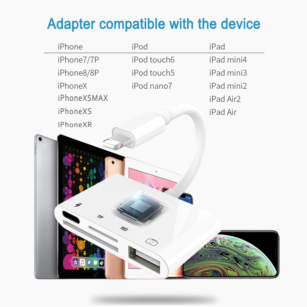 4 в 1 SD TF карта камера соединительные комплекты для Lightning к USB камера ридер адаптер OTG кабель для iphone X 8 8pls 7 для ipad Air