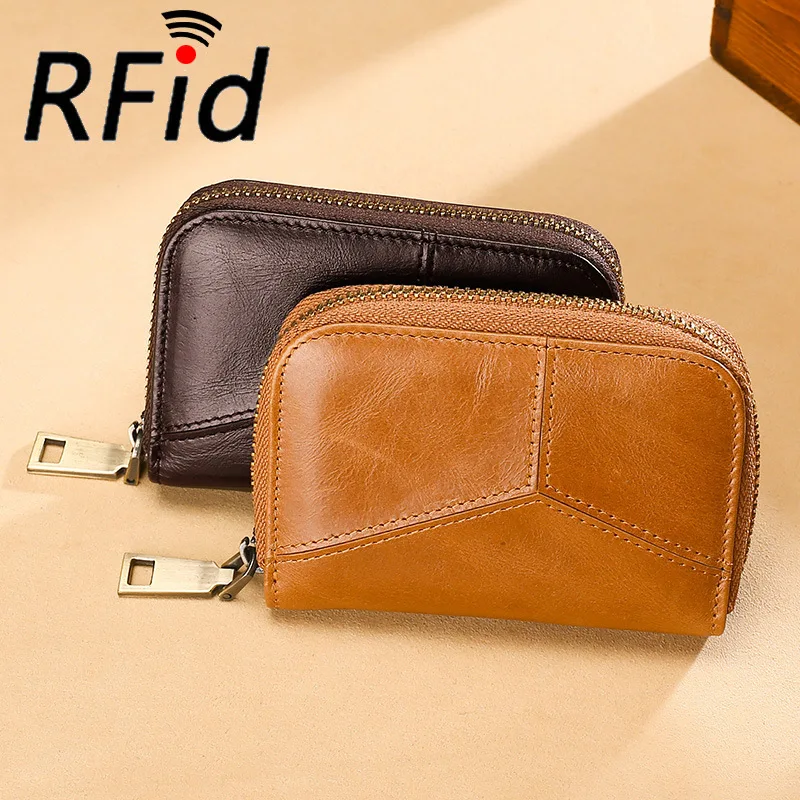 

New top layer cowhide organ card bag for men and women multi-function leather coin purse mini coin purse multi card card holder