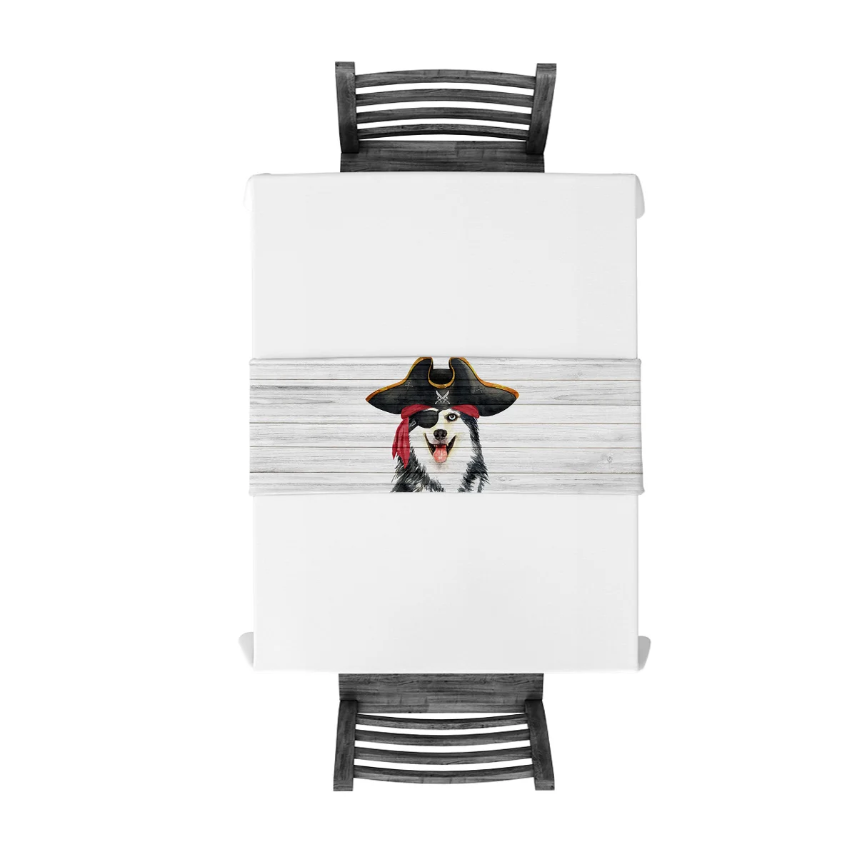 Пират Хаски на деревянной доске современный Настольный бегун с высокой