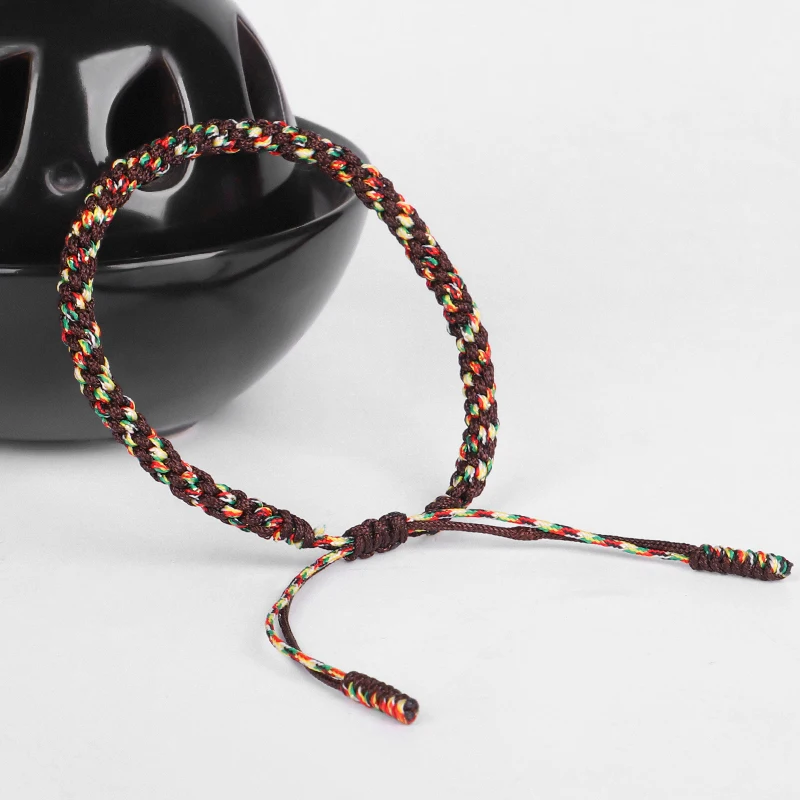 Тибетский буддийский регулируемый браслет ручной работы веревочный на удачу для