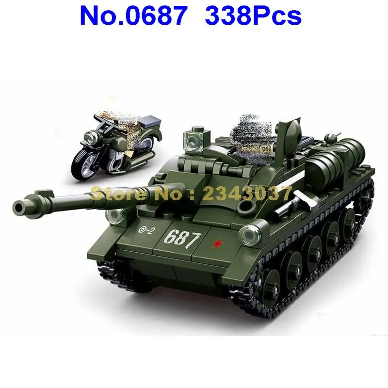 Sluban 0687 338 шт Военная ww2 мировая война 2 su85 Танк строительные блоки игрушка