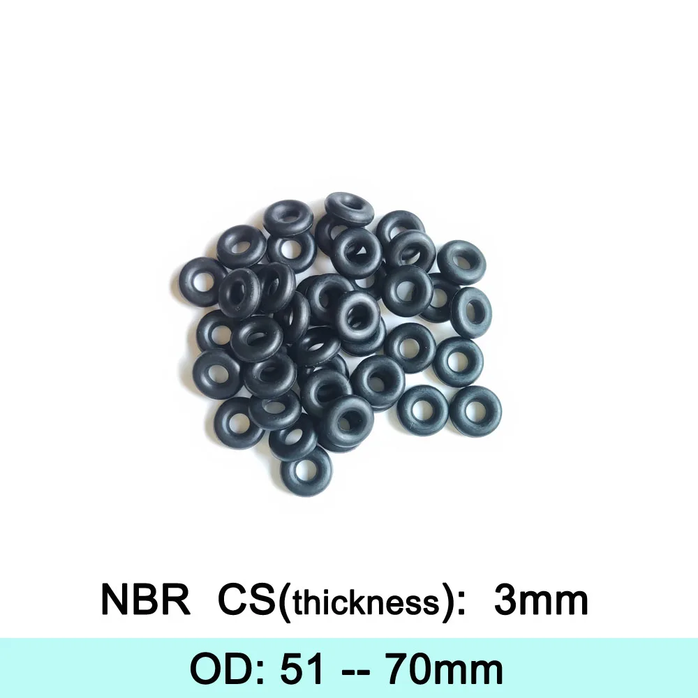 

NBR Rubber Ring Gasket C/S 3mm OD 51/52/53/54/55/56/57/58/59/60/63/65/68/70mm O Ring Seal Washer Nitrile Butadiene Rubber