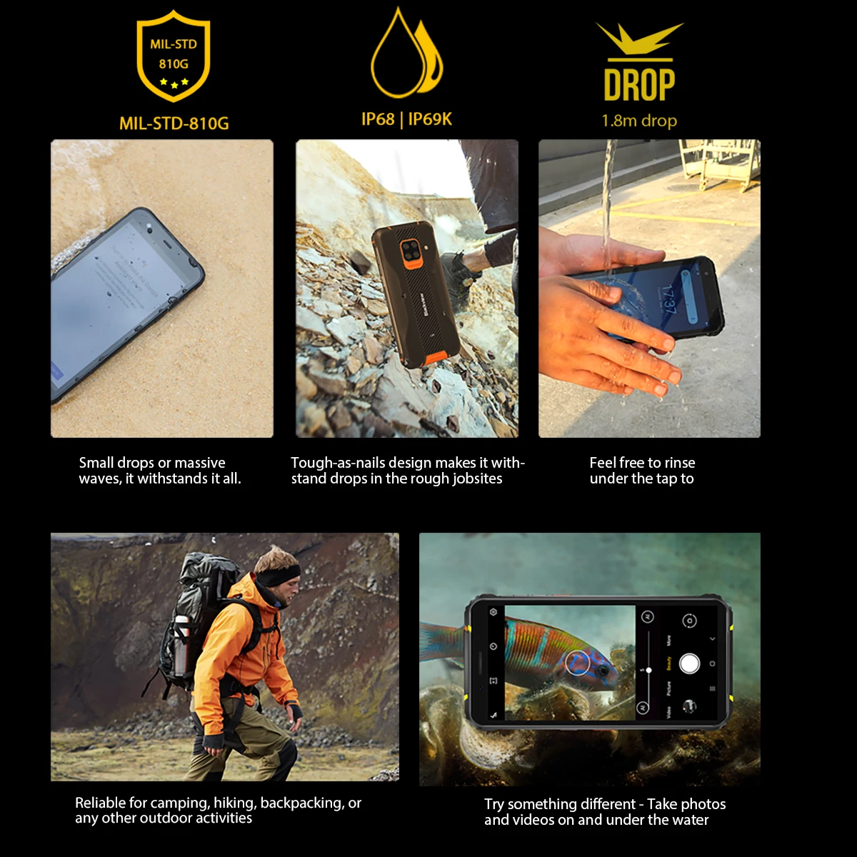 blackview global version bv5100 4gb64gb mobile phone ip68 waterproof rugged phone 5580mah 5 7 android 10 nfc 16mp smartphone free global shipping