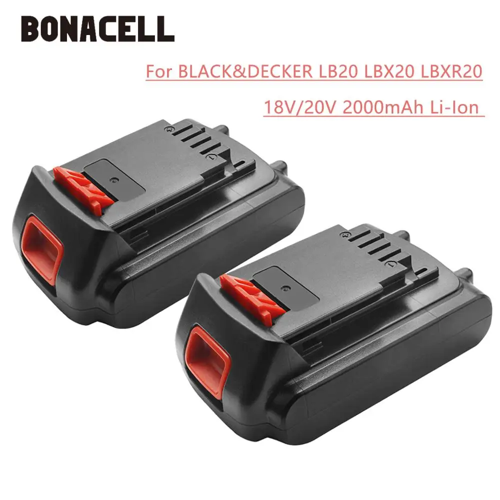 Bonacell 18 V/20 V 2000 мА/ч, литий-ионный аккумулятор Перезаряжаемые Батарея Мощность инструмент Замена Батарея для BLACK&DECKER LB20 LBX20 LBXR20 L30