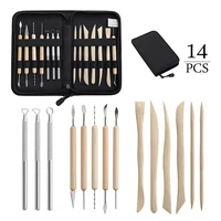 14pcs polymer clay tools sculpture ceramics tool set with canvas zippered case for rock painting kit for sculpture pottery