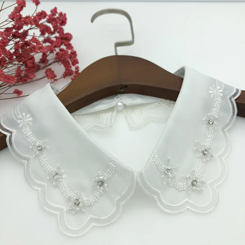 

2023 женская блузка, топы, искусственный воротник, ручная работа, Бисероплетение для девушек, Женский фальшивый воротник черного/белого цветов