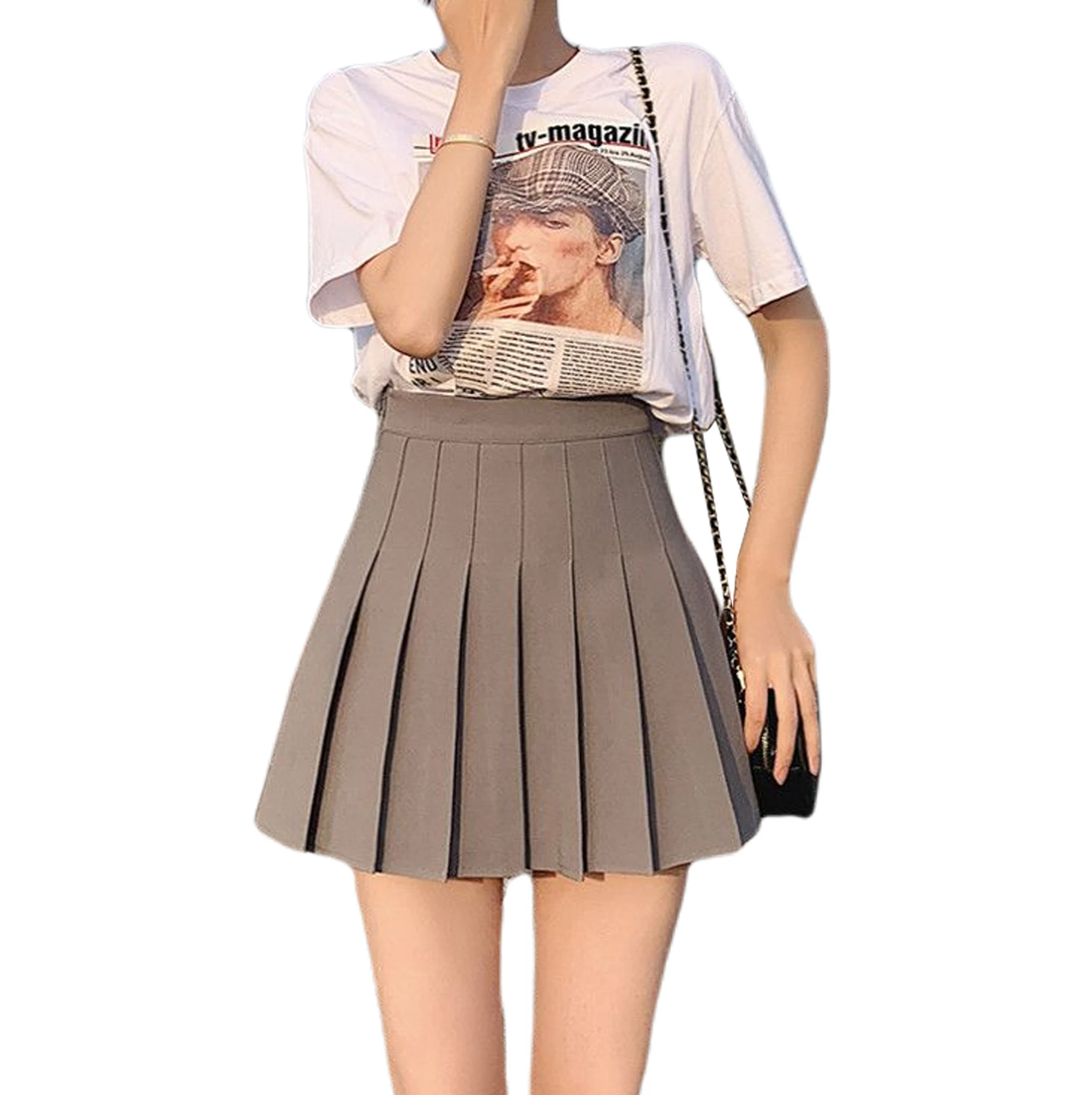 

korean clothes women 2021 high waist fold skirts gothic grunge y2k harajuku kawaii skirt skirts for teen girl black moda feminin