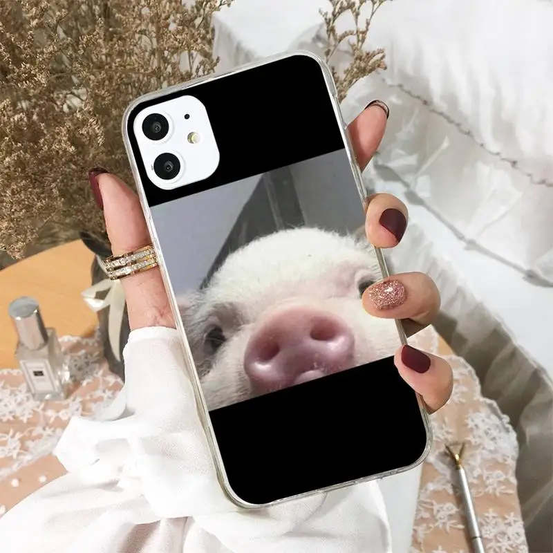 

Mini pet pig Small pig cute pink pig Phone Case For iphone 5s 6 7 8 11 12 XSMAX XR pro plus mini se2020 Cover Fundas Coque