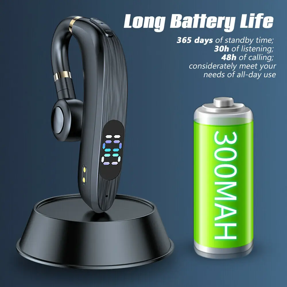

1pc Hi-Fi Wireless Earphones In-Ear Stereo Earbuds Hands-Free Waterproof LED Screen With Mic For Driver Phone Headphones
