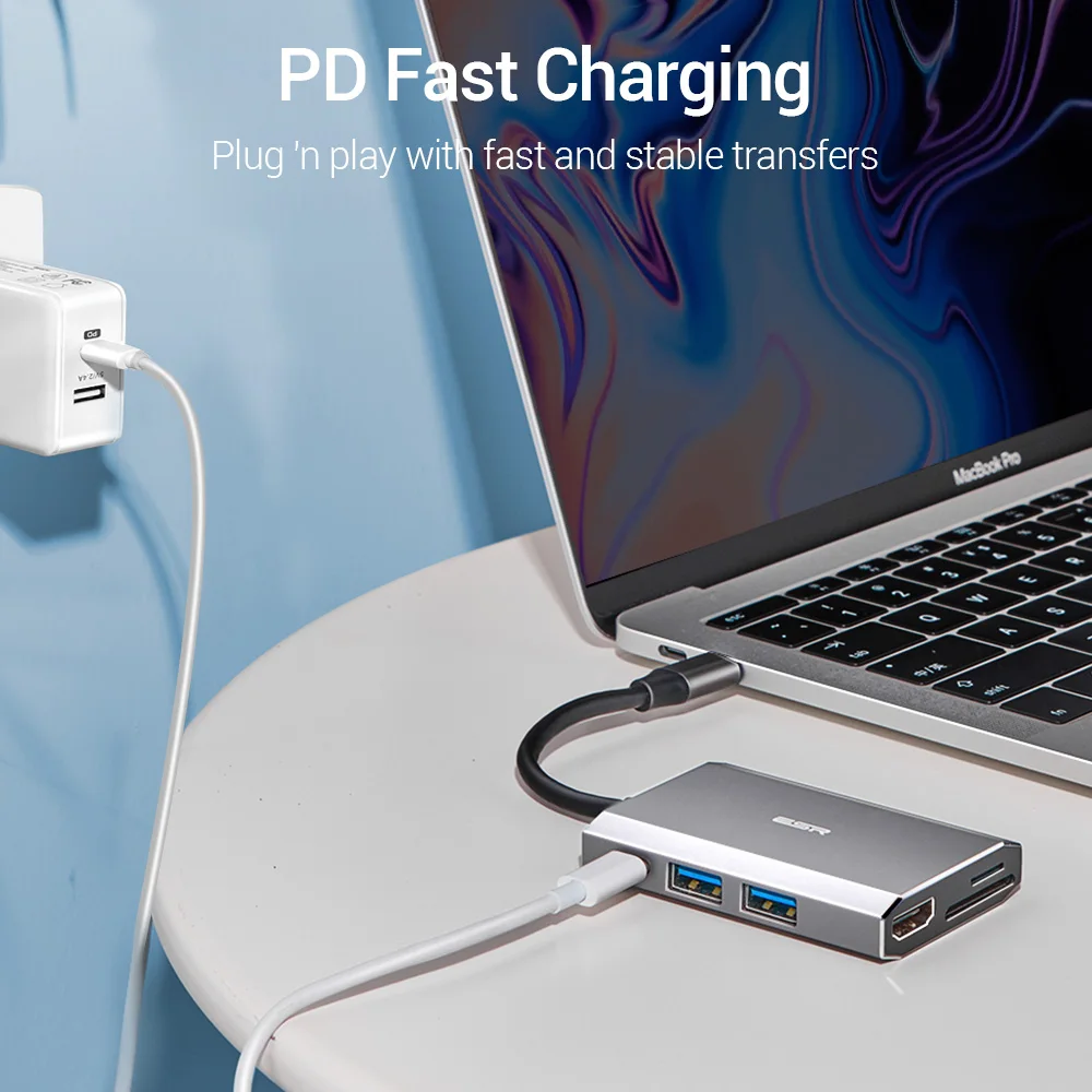 ESR 6 в 1 8 Тип USB C 3 док станция 0 Выход сплиттер адаптер быстрой Скорость передачи