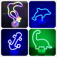 neon usb led decoration snowman dinosaur dolphin parrot rainbow home childrens room bedside night for kids toys gift
