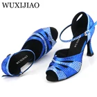 WUXIJIAO Для женщин Туфли для латинских танцев Новинка; Танцевальная обувь; Уникальный дизайн Сальса обувь сандалии со стразами