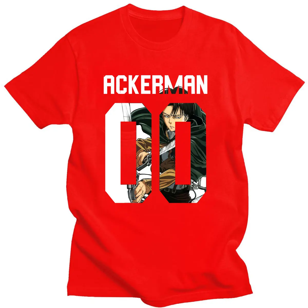 

Crewneck Tops Attack on Titan Levi Ackerman Anime Tshirt Cartoon Print Dark Punk T-shirts Mens Harajuku Street Casual Clothing