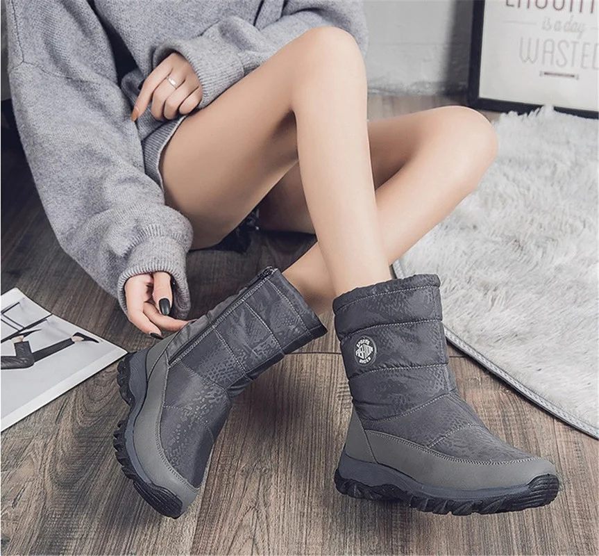 

2021 Waterproof Snow Boots For Winter Women Shoes Women Boots Warm femmes bottes Mid-calf Winter Boots Platform Shoes