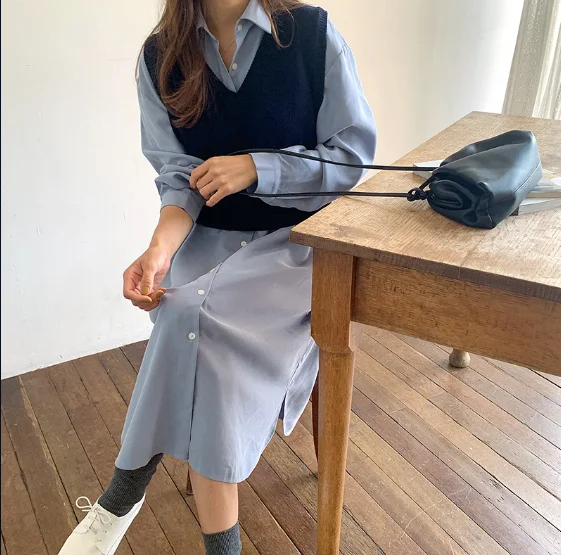 Traje de 2 piezas sin mangas para mujer y niña, suéter, chaleco, vestidos, camisa, trajes, bata, Vestido femenino, venta por separado, novedad de primavera