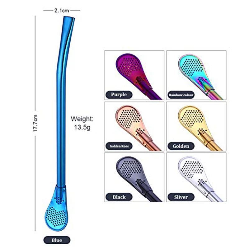 Соломинки из нержавеющей стали 6 шт Фильтр ложка соломы многоразовая соломинки