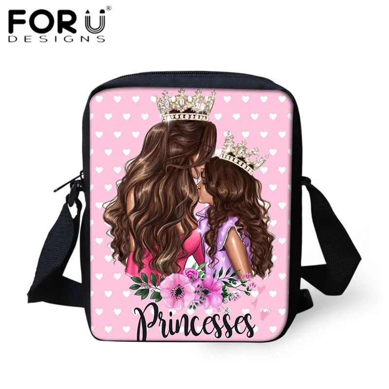 

FORUDESIGNS Polyester Messenger Bags Super Mom Queen Printed Mini Crossbody Bag for Princess Girls Leisure Shoulder Bag Travel