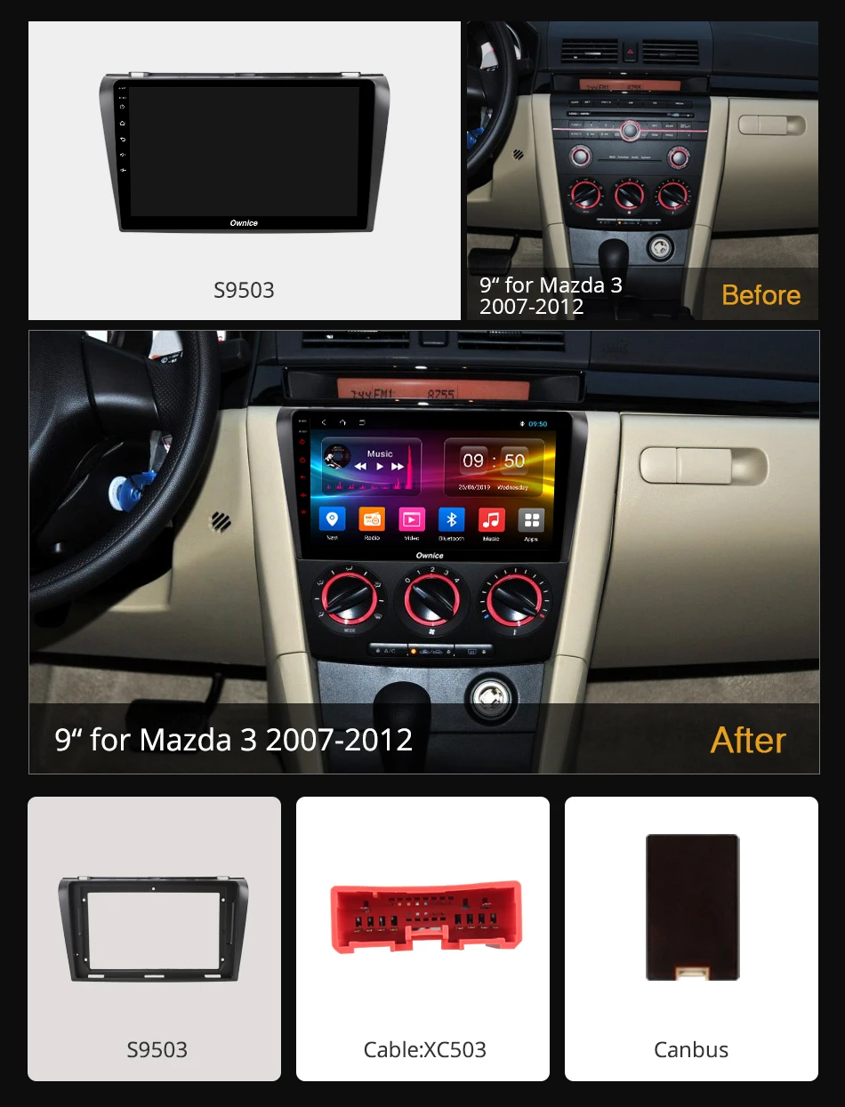 Ownice k3 k5 k6 автомобильный радио навигация dvd плеер для MAZDA 3 2007 2008 2009 2012 Android 9 0 Octa Core 4G