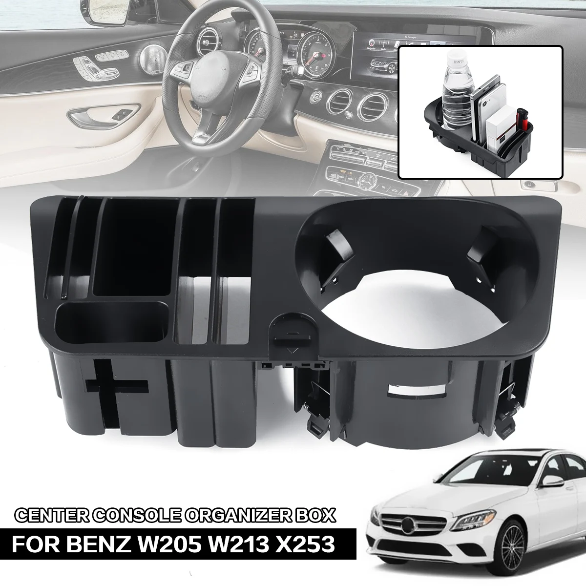 

Stowing Tidying Car Center Storage Box Water Drink Cup Holder Phone Organizer For Mercedes For Benz C E class W205 W213 X253