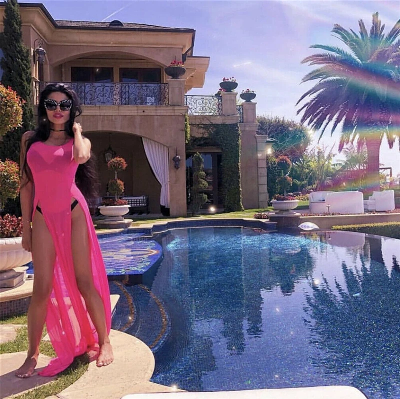 Сетчатая прозрачная накидка на бикини сексуальное женское элегантное