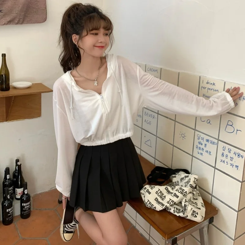 Осенний тонкий кардиган с капюшоном свитер маленькое пальто женский короткий