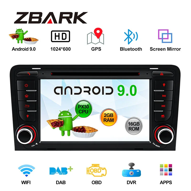 Android 9 0 RAM 2GB 2 din автомобильный стерео DVD мультимедийный плеер для Audi A3 8P S3 RS3 Sportback 2011
