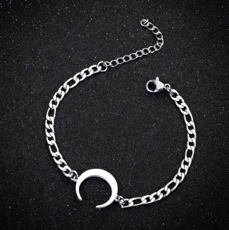

Jisensp Stainless Steel Bracelet Crescent Moon Horn Charm Bracelet Unique Flower Tree Chain Bracelet Party Gift for Women Men