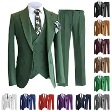 Trajes y Blazers para hombre, traje de doble botonadura Azul Real, esmoquin para boda, novio, graduación, ajustado, 3 piezas, Terno Masculino (1)