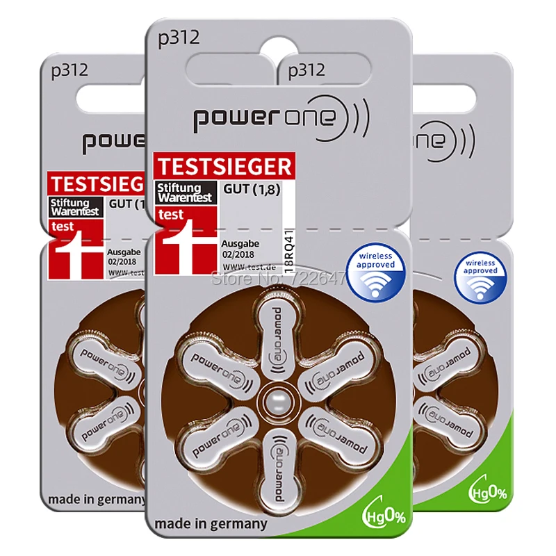 30 шт. Powerone батарейки для слуховых аппаратов p312 / 312 a312 pr41 кВт в слуховые аппараты